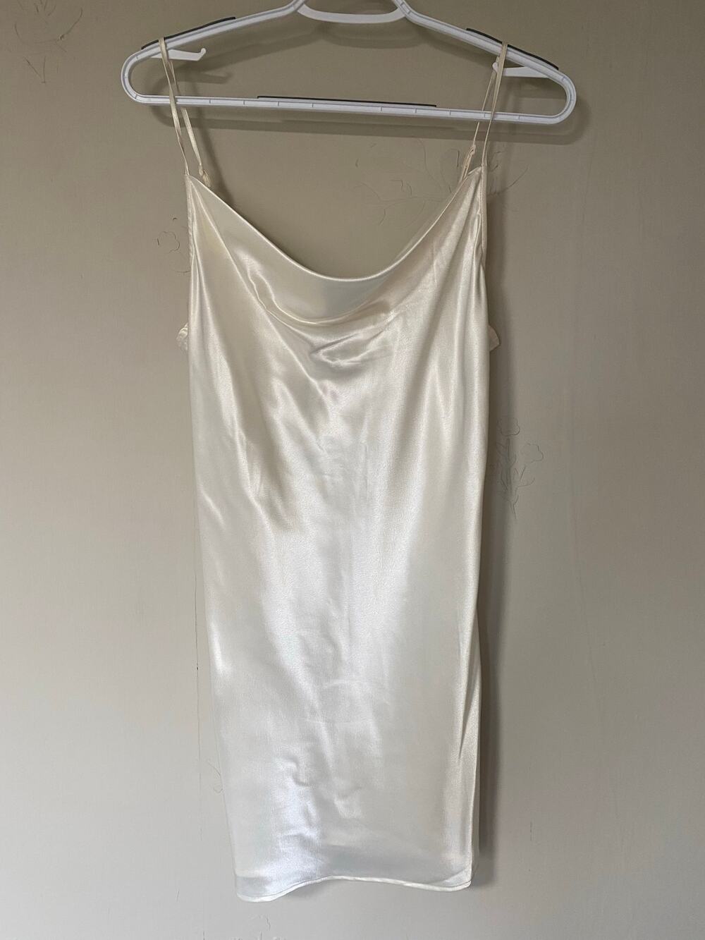 NWT H & M Divided Ivory Silky  Slip Dress Medium Cowl neck